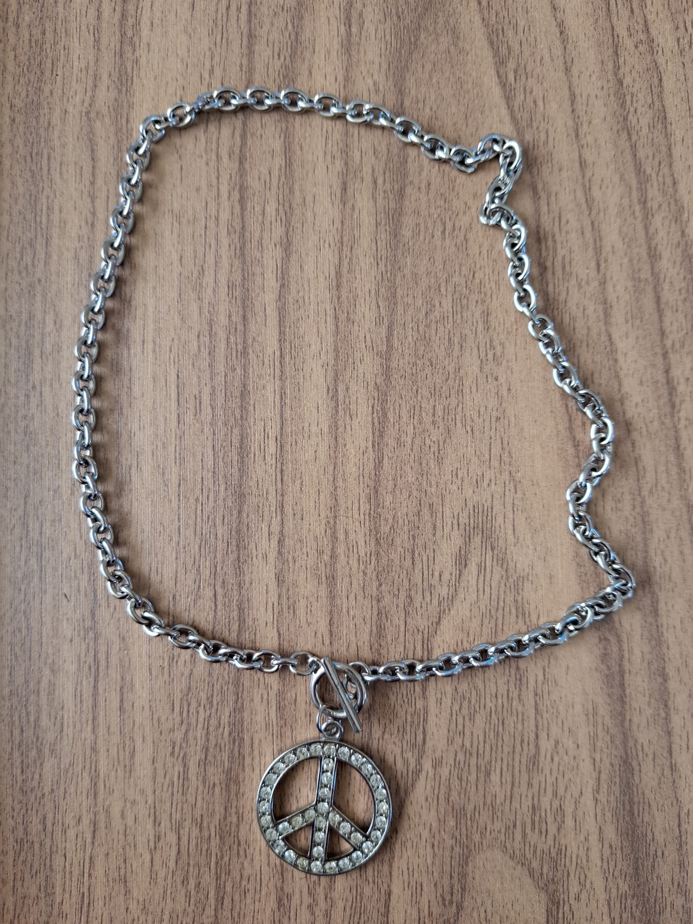 Silver Peace Sign Pendant Necklace - Women Jewelry